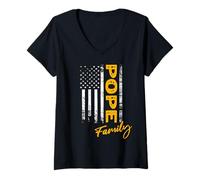 Women's Pope Surname Pope American Last Name Pope V-Neck T-Shirt
