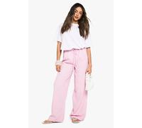 Womens Poplin Stripe Drawstring Trouser - Pink - 14, Pink