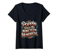 Womens Poppin Since The Nineteen Hundreds Retro Vintage - V-Neck T-Shirt
