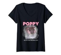 Womens Poppy Cute Baby Pygmy Hippo Official Merch V-Neck T-Shirt