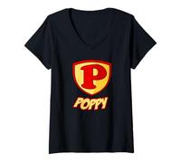 Womens Poppy Superhero T Shirt - Father's Day Super Gift Tee V-Neck T-Shirt