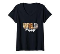 Women's Poppy Wild Cheetah Leopard Zebra Pattern Cute V-Neck T-Shirt