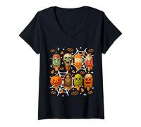 Womens Popsicle Summer Horror Halloween Ice Cream Funny Summerween V-Neck T-Shirt