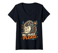 Women's Porcupine NO HUGS Please Funny Porcupines V-Neck T-Shirt
