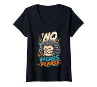 Women's Porcupine NO HUGS Please Funny Porcupines V-Neck T-Shirt