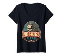 Women's Porcupine NO HUGS Please Funny Porcupines V-Neck T-Shirt