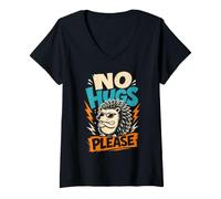 Women's Porcupine NO HUGS Please Funny Porcupines V-Neck T-Shirt