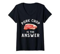 Women's Pork Chop Apparel - Cute Funny Chops Lover Design V-Neck T-Shirt