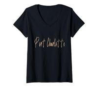 Womens Port Charlotte Florida Vintage Elegant Design V-Neck T-Shirt