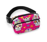 Women's Portable Belt Bag, Fashion Waist Bag, Pattern Small Pack with Adjustable Strap for Running Hiking Traveling Day Dead Mexican Sugar Skull
