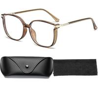 Women's Portable Fashion Anti-Blue Light Reading Glasses,Ultra-light Reader Large Fram Multifocal Glasses, Glassify Multifocal Reading Glasses,Anti-Blue Light Presbyopia Glasses (Brown, 1.0/100)