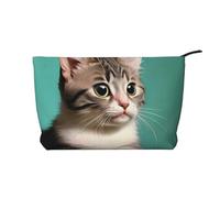 Women's Portable Zipper Handbag Wallet, Suitable for Travel and Daily Storage of Cosmetics, A curious cat Corduroy Cosmetic Bag, Black, One Size, Black, One Size