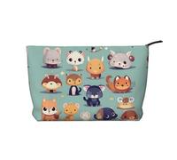 Women's Portable Zipper Handbag Wallet, Suitable for Travel and Daily Storage of Cosmetics, Cute little animals Corduroy Cosmetic Bag, Black, One Size, Black, One Size