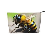 Women's Portable Zipper Handbag Wallet, Suitable for Travel and Daily Storage of Cosmetics, Cute little bee Corduroy Cosmetic Bag, Black, One Size, Black, One Size