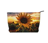 Women's Portable Zipper Handbag Wallet, Suitable for Travel and Daily Storage of Cosmetics, Farm Sunflower Corduroy Cosmetic Bag, Black, One Size, Black, One Size
