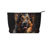 Women's Portable Zipper Handbag Wallet, Suitable for Travel and Daily Storage of Cosmetics, German Shepherd Corduroy Cosmetic Bag, Black, One Size, Black, One Size
