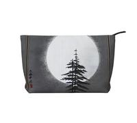 Women's Portable Zipper Handbag Wallet, Suitable for Travel and Daily Storage of Cosmetics, Moon Pine Tree Corduroy Cosmetic Bag, Black, One Size, Black, One Size