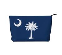Women's Portable Zipper Handbag Wallet, Suitable for Travel and Daily Storage of Cosmetics, South Carolina Flag Corduroy Cosmetic Bag, Black, One Size, Black, One Size