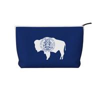 Women's Portable Zipper Handbag Wallet, Suitable for Travel and Daily Storage of Cosmetics, Wyoming State Flag Corduroy Cosmetic Bag, Black, One Size, Black, One Size