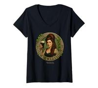 Womens Porter Stout Design Irish Girl with Pint of Porter V-Neck T-Shirt