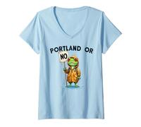 Womens Portland Oregon Frog, Cute Raincoat Froggy Tee, Funny Protes V-Neck T-Shirt