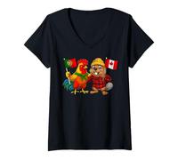 Women's Portugal Canada Flag Portuguese Roots Canadian Heritage V-Neck T-Shirt