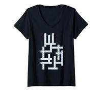 Womens Portugal Cities Crossword Azulejo Blue Tiles Souvenir V-Neck T-Shirt