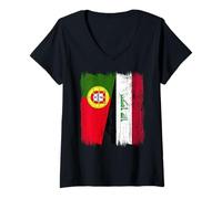 Womens Portugal Iraq Half Flag Portuguese Iraqi Jersey V-Neck T-Shirt