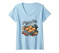 Womens Portugal Traditional Custard Tarts Food Art Pastéis de NATA V-Neck T-Shirt