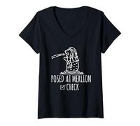 Womens Posed at Merlion - Check V-Neck T-Shirt