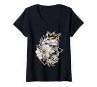 Womens Poseidon God Mandala King Crown V-Neck T-Shirt