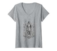 Women's Poseidon Sea God Ocean Waves Greek Mythology Artwork V-Neck T-Shirt