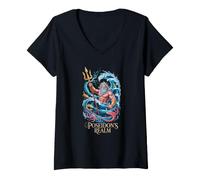 Women's Poseidon's Realm Greek Sea God Ocean Power V-Neck T-Shirt