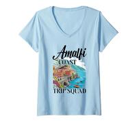 Womens Positano Italian Travel Sorento Squad Costa D´amalfi V-Neck T-Shirt