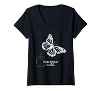 Womens Positive Vibes Butterfly - Inner Peace Art V-Neck T-Shirt