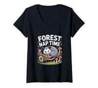 Womens Possum Cottagecore Forest Nap Time V-Neck T-Shirt