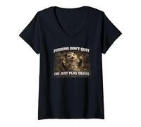 Women's Possums Don´t Quit Funny eral Possum Gift V-Neck T-Shirt