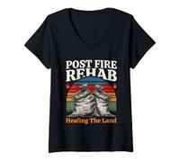 Women's Post Fire Rehab Healing The Land Wildfire Restoration V-Neck T-Shirt