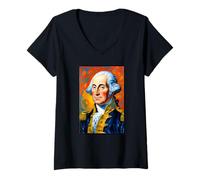 Womens Post Impressionist President George Washington V-Neck T-Shirt