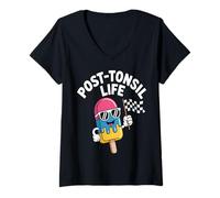 Womens Post-Tonsil Life Popsicle Recovery V-Neck T-Shirt