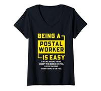 Women's Postal Worker Easy Bike Fire Mail Route Humor Design V-Neck T-Shirt