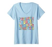 Women's Postpartum Nurse You Had Me At Tiny Toes Funny Nursing V-Neck T-Shirt