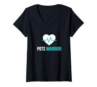 Women's Postural Orthostatic Tachycardia Syndrome Warrior Awareness V-Neck T-Shirt