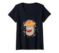 Women's Potato Pirate with Hat V-Neck T-Shirt