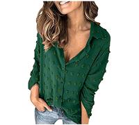 Women's Pots Turn-Down Collar Daily Fashion Shirt Pots T Shirt Oversized Ladies, Green, XL