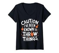 Women's Pottery Caution I've Been Known to Throw Things V-Neck T-Shirt