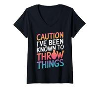 Women's Pottery Caution I've Been Known to Throw Things V-Neck T-Shirt