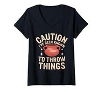 Women's Pottery Caution I've Been Known to Throw Things V-Neck T-Shirt