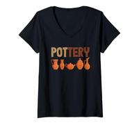 Womens Pottery Earthenware Vessels Charm V-Neck T-Shirt
