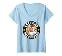 Womens Poultry Propaganda Funny Anti Cow Pro Chicken Vegan Not V-Neck T-Shirt